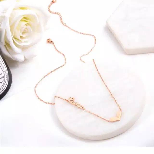 GG Kalung Titanium Premium Aksen Love Heart  #KL-135