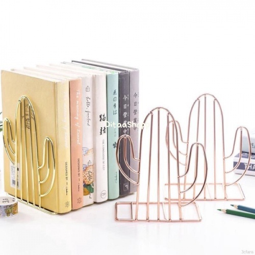 

Book End Kaktus Holder Penyangga Buku Dekorasi Bahan Metal Premium - Rose Gold 070