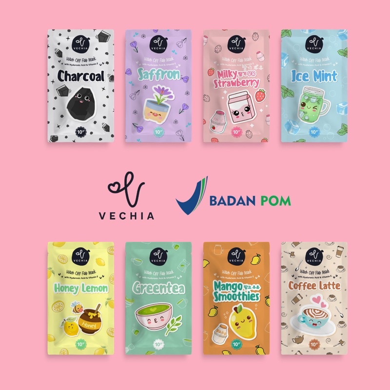 READY MASKER VECHIA WITH HYALURONIC ACID VIT E 10GR VECHIA WASH OFF MASK KIYOWO YEPPU CHINGU