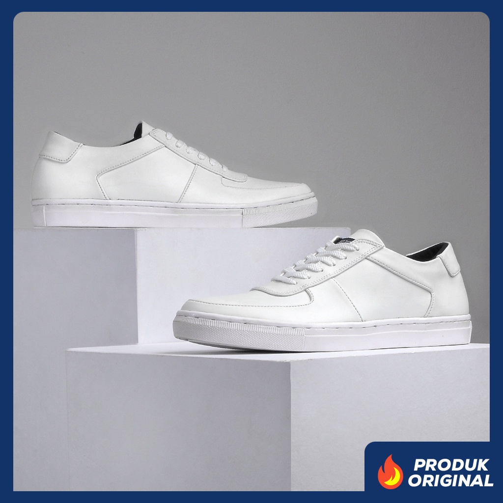 FAMO FULL WHITE ORIGINAL x REYL MAN Sepatu Sneakers Putih Polos Pria Kets Tali Casual Jalan Santai Hangout Main Kondangan Sekolah Kuliah Distro Fashion Sport Shoes Semi Kulit Premium Skate Footwear Big Size Jumbo Ukuran Besar 44 Keren Terbaru Kekinian