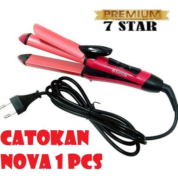 Catok Catokkan Rambut 2 in 1 Nova NHC-2009 Meluruskan dan Keriting Rambut Hair Straightener