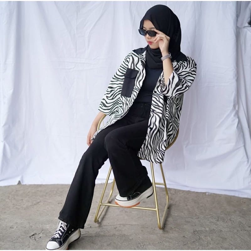 KEMEJA ZEBRA SHIRT / KEMEJA KOMBINASI WANITA MURAH