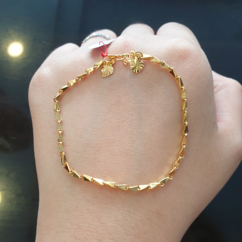 Gelang tangan dewasa model biji padi emas asli kadar 300