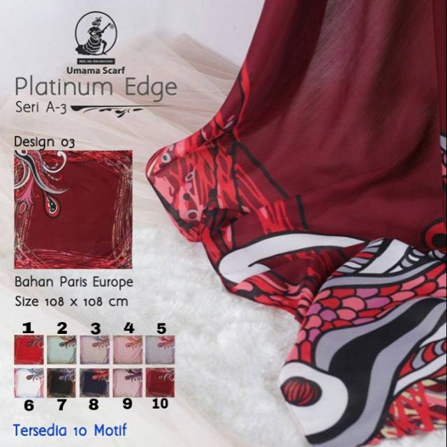 Platinum Edge, Jilbab Segi Empat, Jilbab Paris, Jilbab Umama, Umama Scarf,