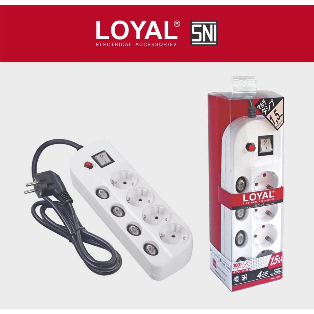 LOYAL LY-253  Extension Socket Multi - Tap 3 / Sambungan Kabel 3 Lubang Dengan Saklar / Stop Kontak 3 Lubang Dengan Saklar / Sambungan Kabel 4 Lubang Dengan Saklar / Stop Kontak 4 Lubang Dengan Saklar / Sambungan Kabel 6 Lubang Dengan Saklar