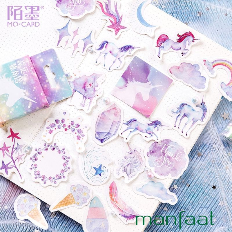 

Grosir 46Pcs / Set Stiker Unicorn untuk Dekorasi Elegan
