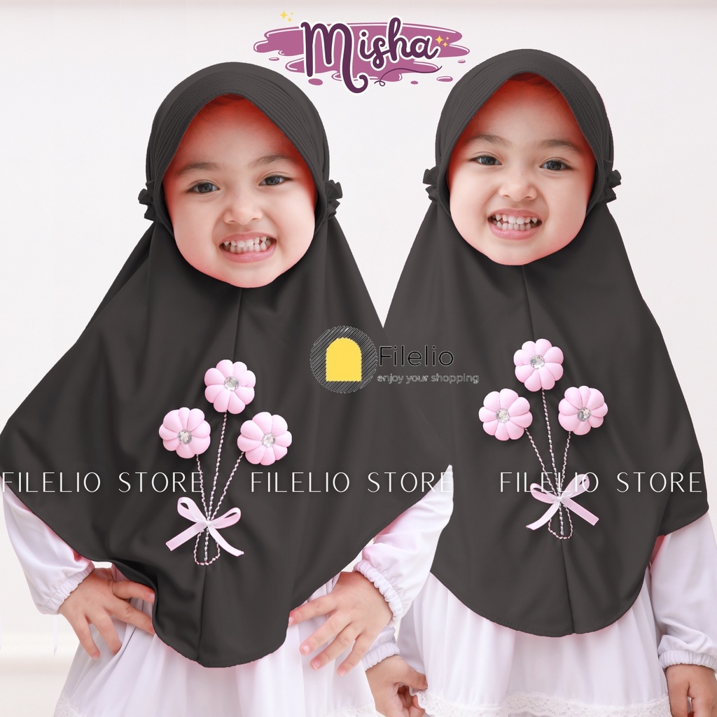 Kerudung Instan Anak Misha Lucu / Jilbab Anak Bunga 3 / Hijab Anak Lucu / Hijab Anak Paud / Kerudung Anak Bergo Murah / Kerudung Instan Anak Permpuan / Bergo Anak TK Jersey / Jilbab Jersey Anak