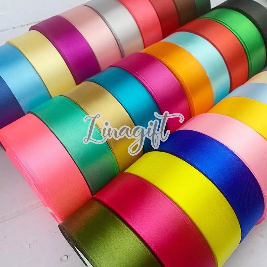 ( 3 Meter ) PITA SATIN POLOS 1IN ( 2,5 CM ) - SATEEN SILK RIBBON 1 INCH / KADO 25MM