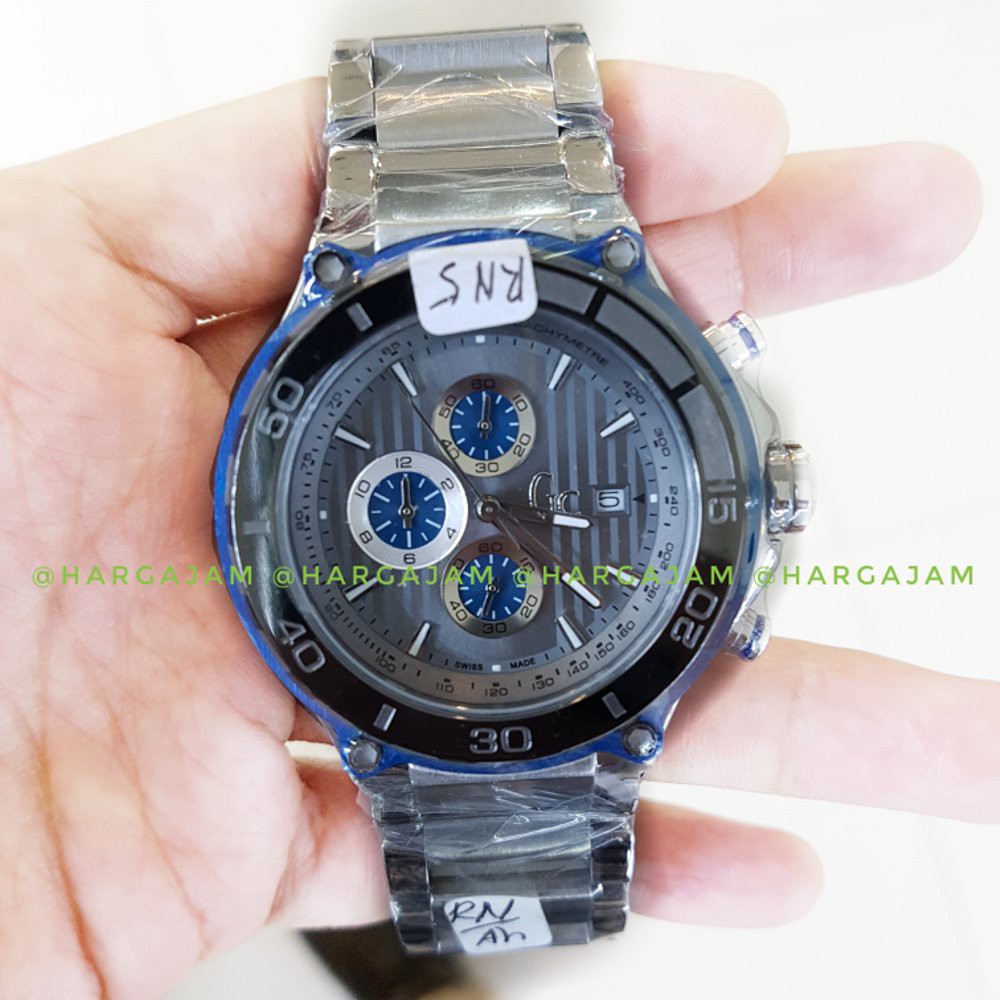 Jam Tangan Pria Gc Super Chrono X56010G5S-00101 Rantai Silver Bezel Black Stripe Blue - hargajam