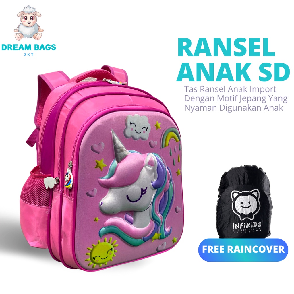 DREAM BAGS Tas Ransel Anak Perempuan Ukuran SD DB-6416 Tas Sekolah anak Perempuan