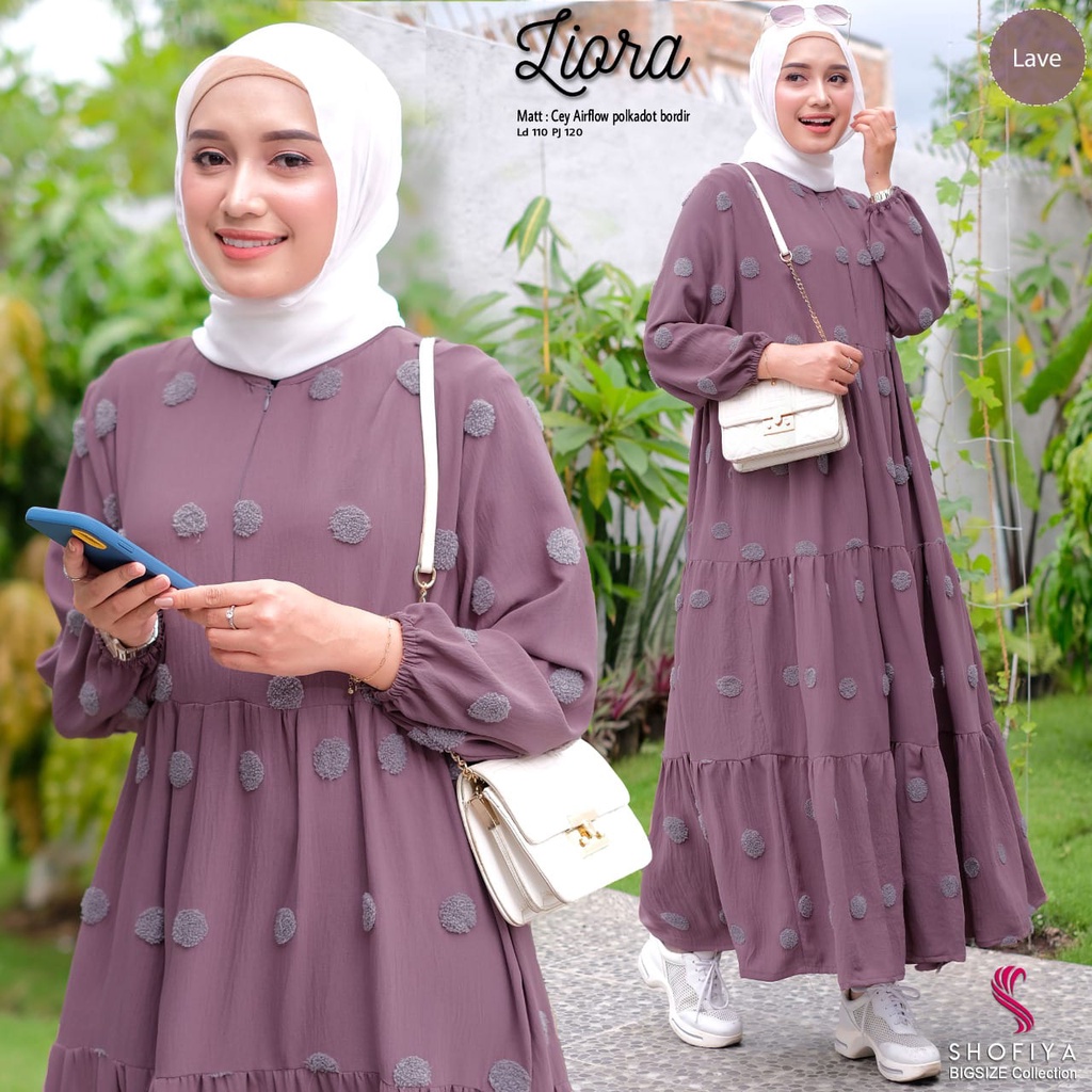 Gamis Midi Dress Busui Cey Airflow / ZIORA MIDI DRESS POLKADOT ORIGINAL SHOFIYA LD 110 PB 120