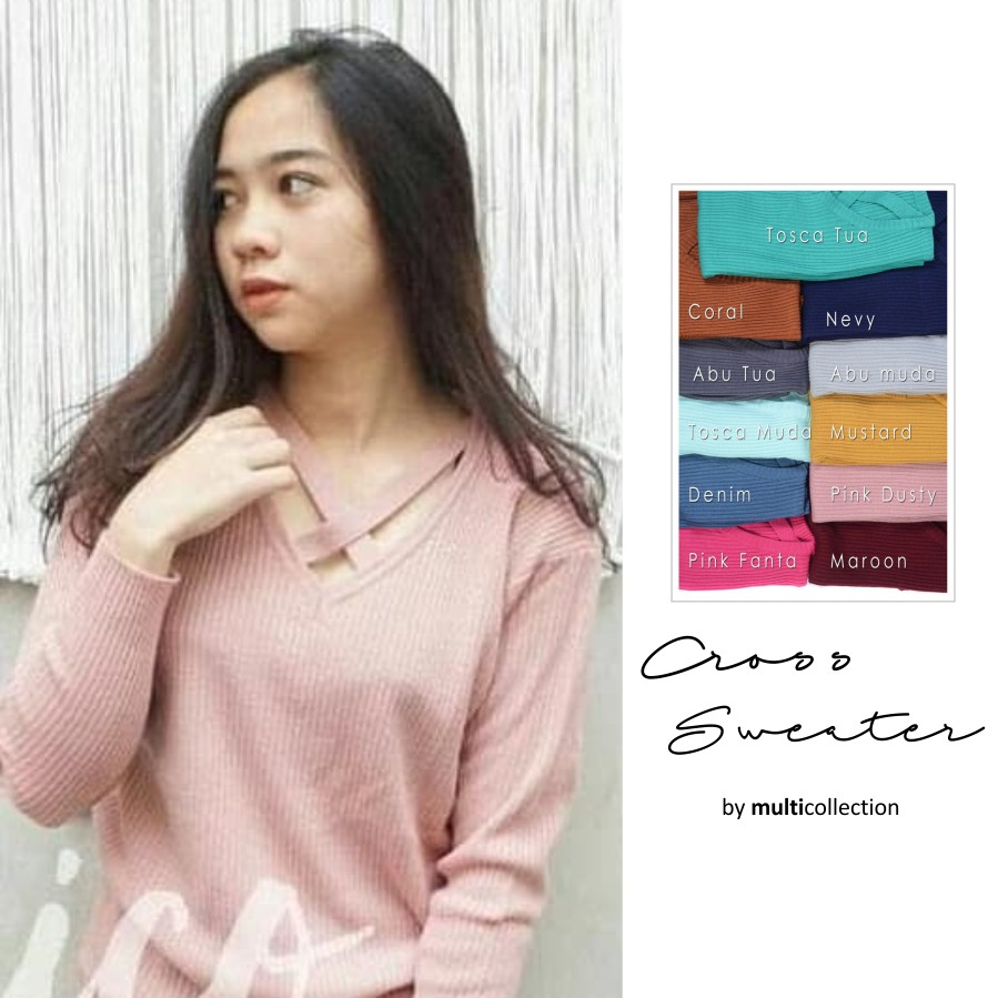 CROSS SWEATER Baju  Rajut  Wanita Sweater Rajut  Wanita 