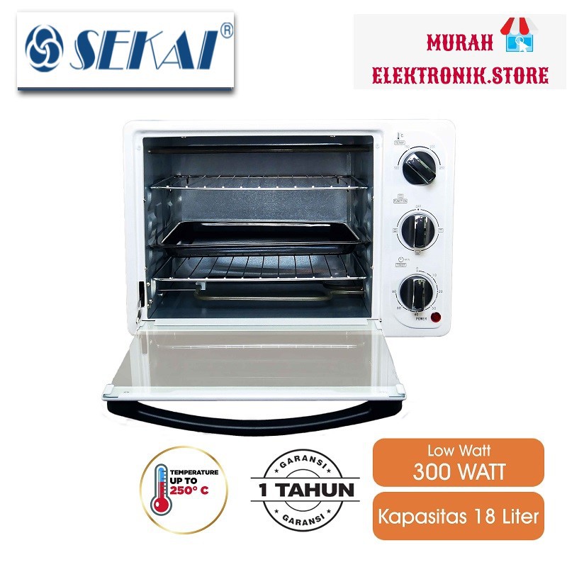 SEKAI Oven Listrik Low Watt Kapasitas 21L UkL / 18L UkD Pemanggang Makanan Serbaguna - OV 180