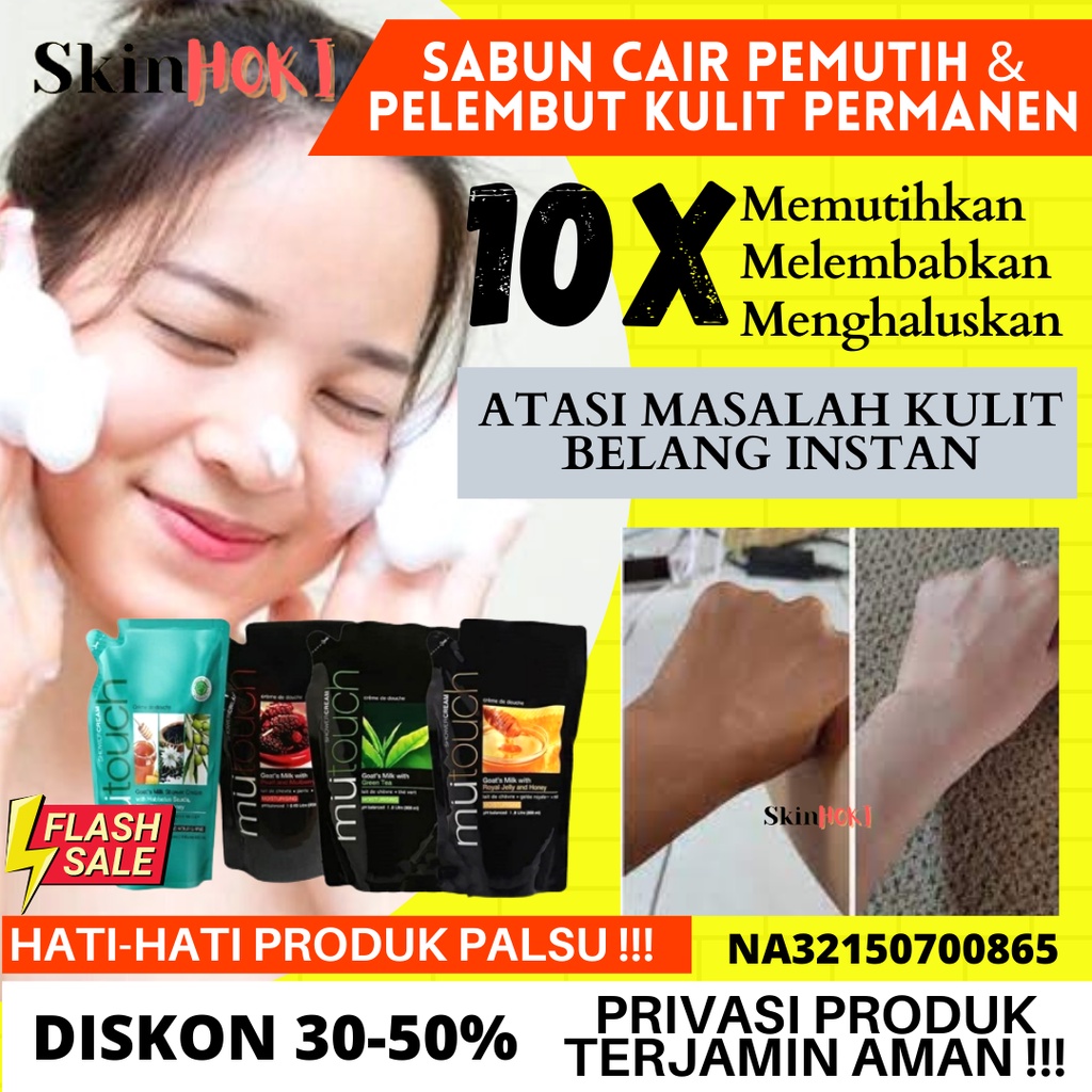 SABUN MANDI CAIR PEMUTIH BADAN PERMANEN MU TOUCH SHOWER CREAM 800ML REFIL SABUN CAIR PENGHARUM TUBU ORIGINAL