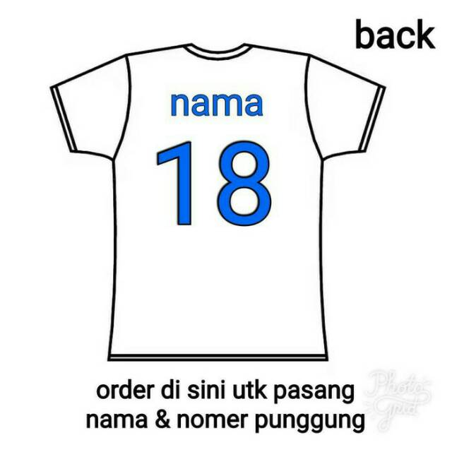 Sablon Nameset Polyflex Nama pemain dan nomor punggung