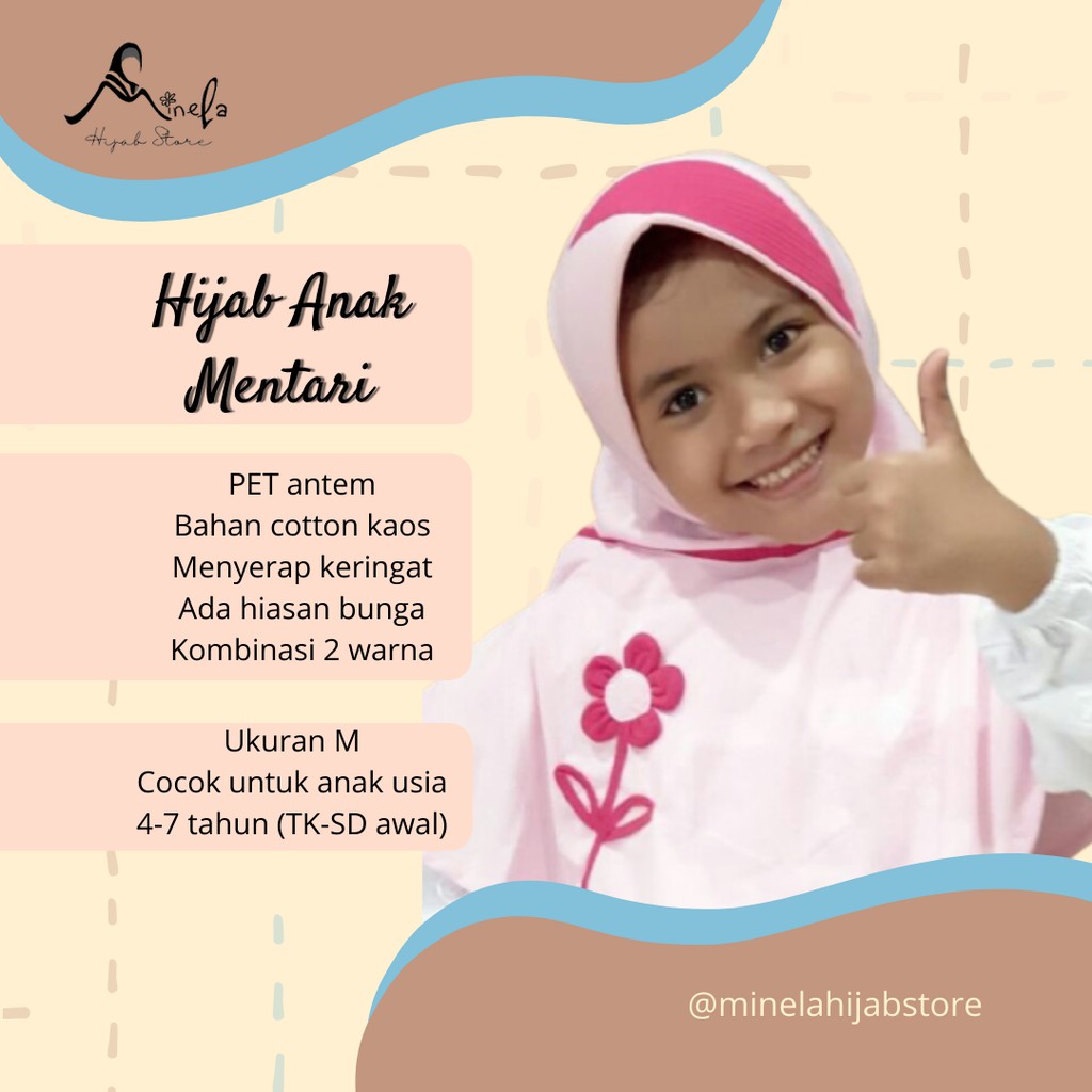 Hijab instan anak Mentari / Jilbab Kerudung Kaos Motif Bunga Kecil
