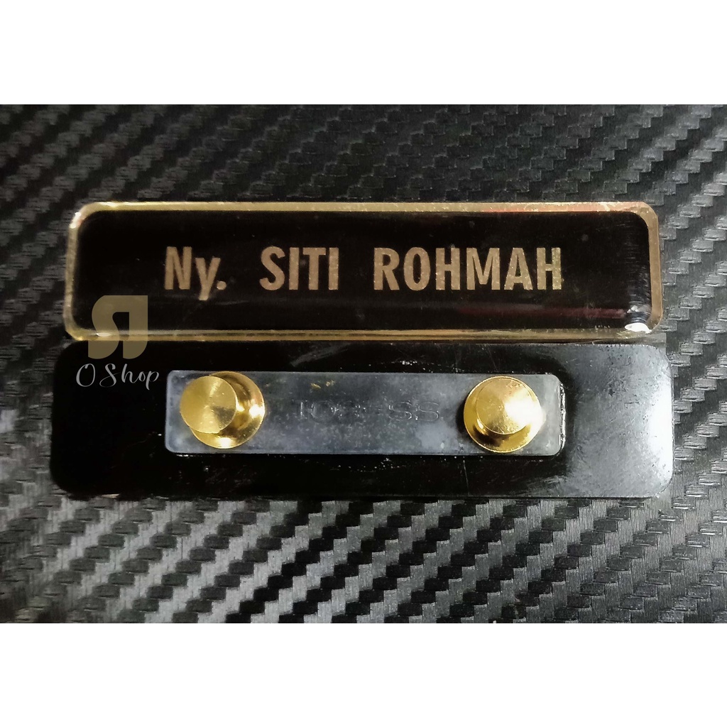 

papan nama hitam/emas lapis kaca/resin untuk persit, pns, satpam, pendidikan, dll
