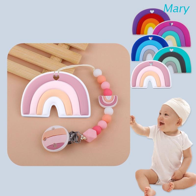 Mary Mainan Teether Manik-Manik Silikon Warna Pelangi Untuk Bayi