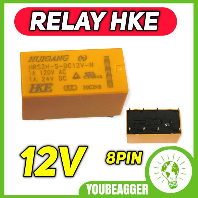 Relay HKE 12v 8 pin kaki