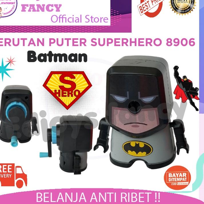

Berkualitas Serutan meja puter Serutan pensil putar sharpener portable superhero Spiderman Captain America Ironman Batman 8906