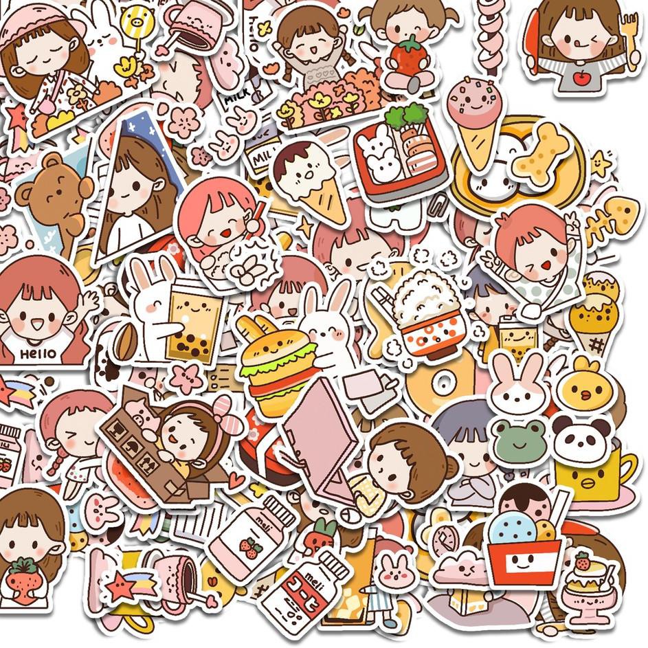 

fw I68 Stiker girl imut motif kawaii tulisan untuk Scrapbook / Jurnal / Diary /HP / LAPTOP st2 L9 FT