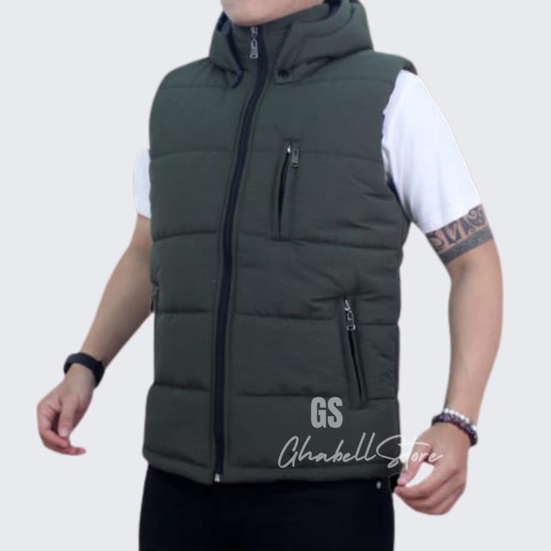 Jaket Rompi Parasut Pria Vest Motor Hoodie Anti Angin Pelindung Dada