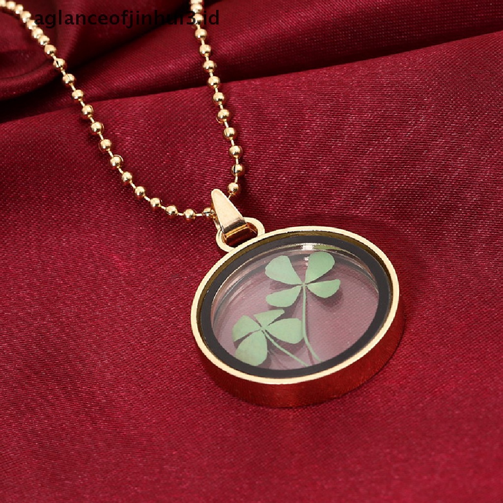 Liontin Bunga Clover Kering Natural Bahan Resin