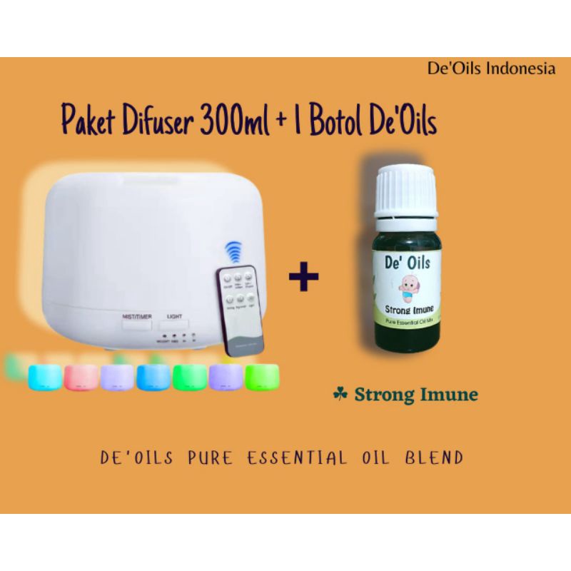 De'Oils Paket Difuser + Essential Oil Murni Berkualitas Pure Essential Oil Aromateraphy baby