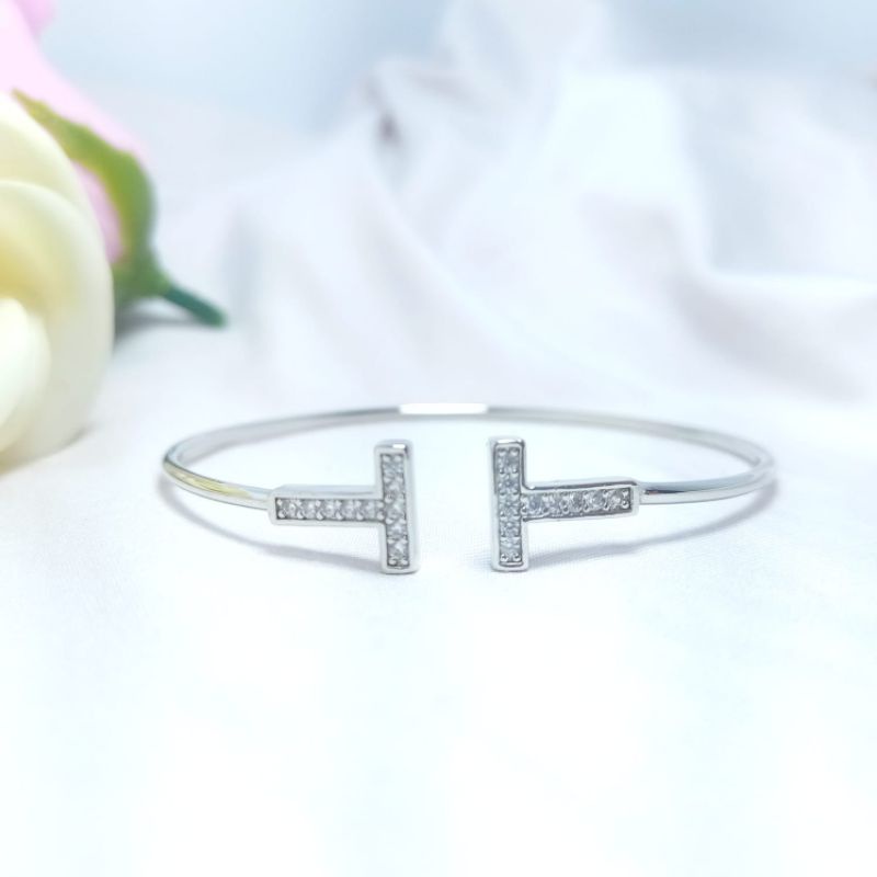 gelang bangle simple silver zirconia gelang kaku gelang xuping gelang imitasi gelang anti karat gela