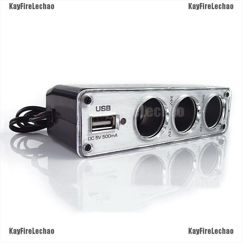 Kayfirelechao Car Ette Multi Socket 3 Way Usb Port Charger