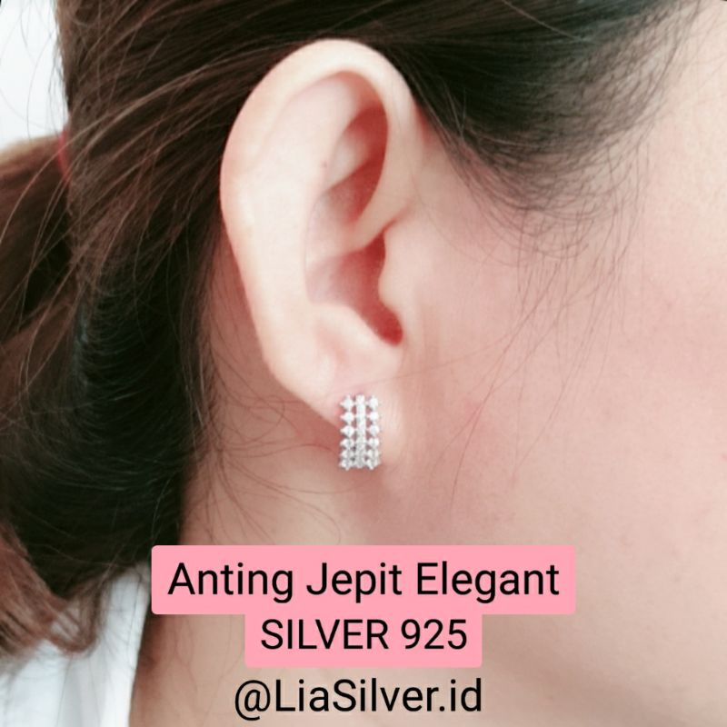 Anting Mewah SILVER 925 / Perak Lapis Emas Putih ( TOKO PERAK LIA SILVER BEKASI )