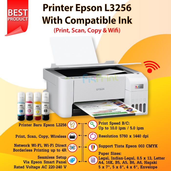 Printer Epson EcoTank L3256 l3256 l3256 A4 WiFi All-in-One Print Scan Copy New