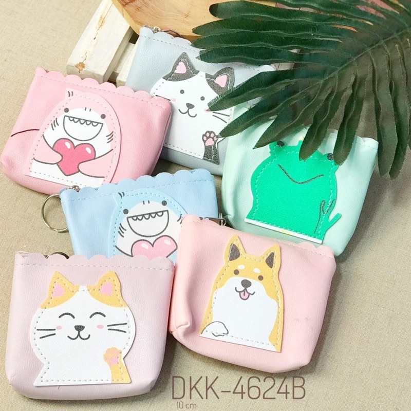 dompet koin animal kulit gantungan kunci gantungan tas dompet kecil doggy shark kucing kodok anik