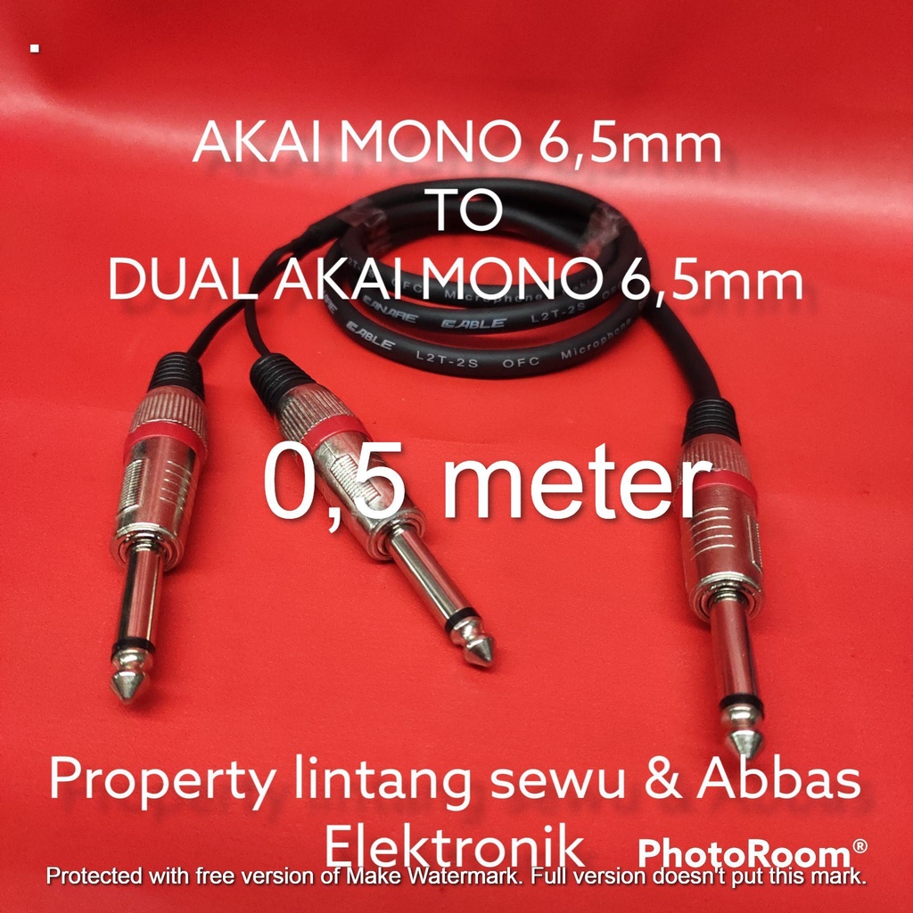 KABEL JEK AKAI 6,5MM TO DUAL AKAI MONO 6.5MM PANJANG 0.5 METER