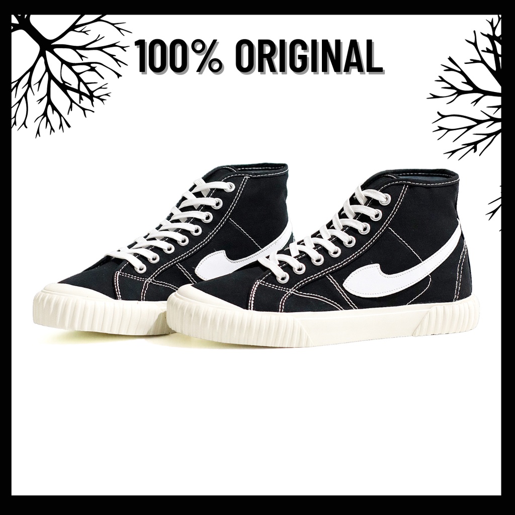 100% Original Sepatu Lokal Casual Hi | Not Compass Vintage High Black White