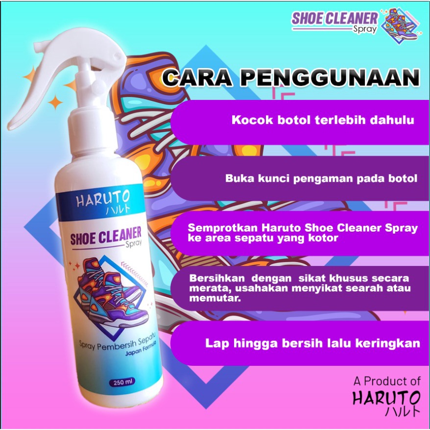 Pembersih sepatu Haruto shoe cleaner spray 250ml Promo BUY1 GET1