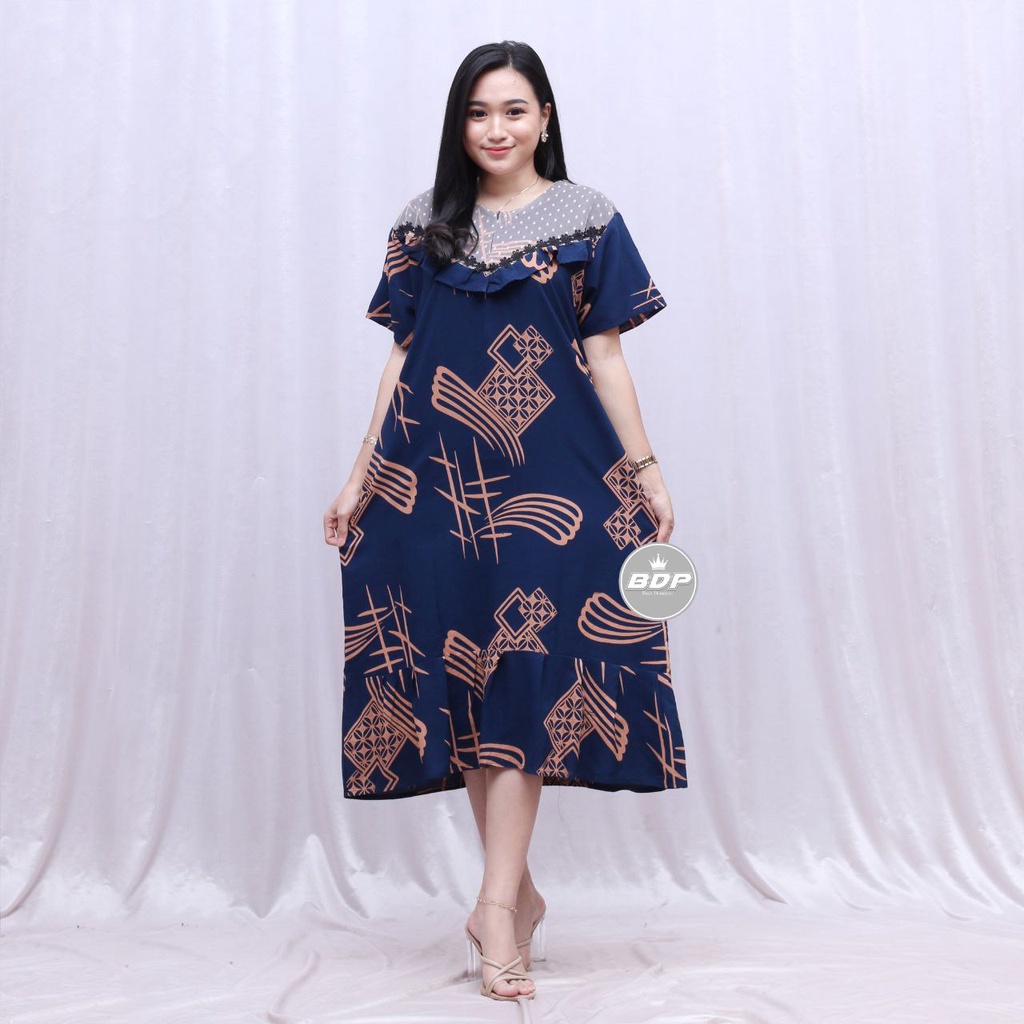 Dianputri - Daster Arab Zeema | Rayon Super Grade A | Resleting Depan Busui | Renda Milo Ori-sasha navy