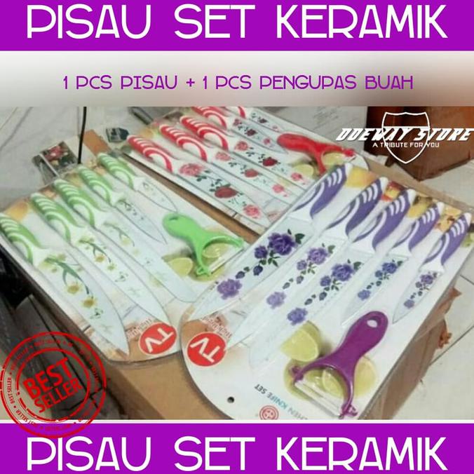Pisau Dapur Set Kitchen King Keramik Isi 6 Pcs Motif Bunga