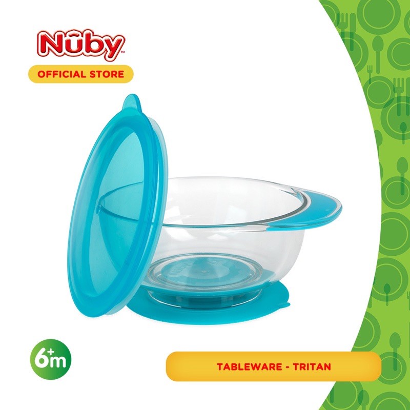 Nuby Tritan 1 Handle Suction Bowl - mangkok makan anak