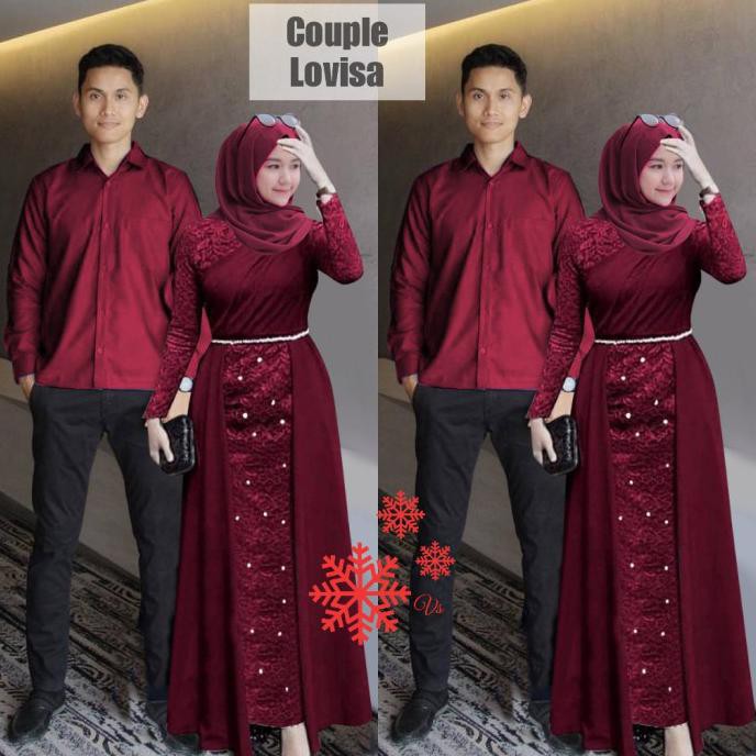 GAMIS PESTA BROKAT COUPLE BAJU KONDANGAN CP LOVISA - MERAH