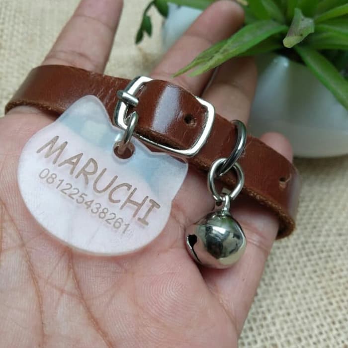 KALUNG KUCING KULIT LIONTIN AKRILIK