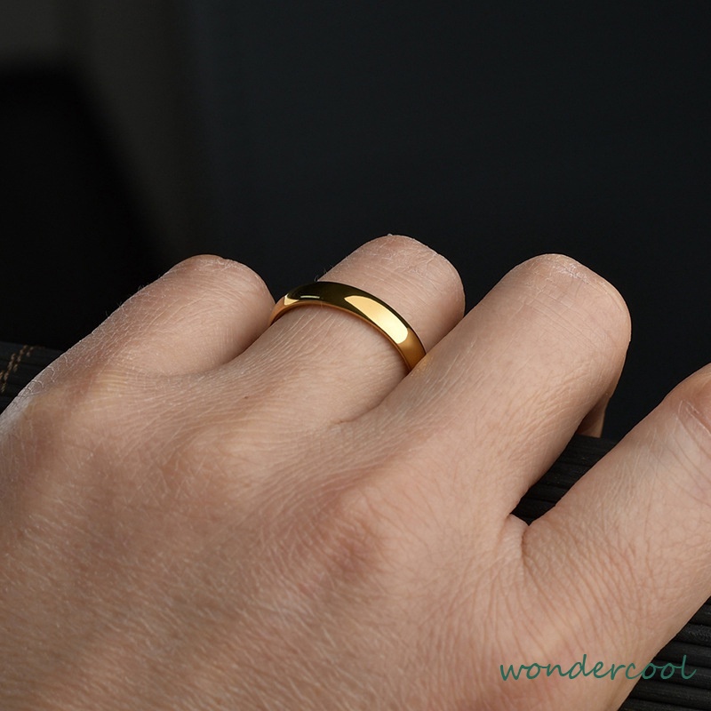 Asli 375 Grade Stainless Steel Couple Ring Titanium Gold Ring Hadiah Hari Valentine-Won