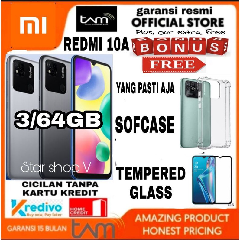 XIAOMI REDMI 10A 4/64GB 3/64 GB &amp; 3/32 GB GARANSI RESMI - REDMI 10A RAM 4GB/64GB