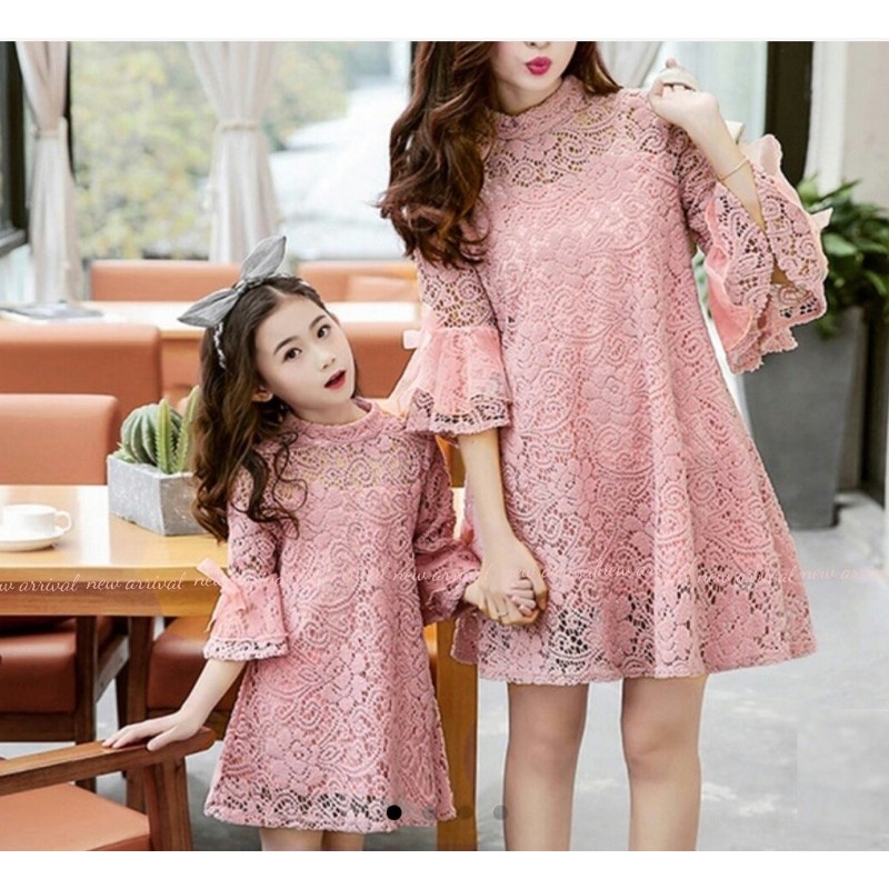 JC/VD- COUPLE Dress Lacey mom and kid / Baju Pasangan Ibu dan anak Terbaru / Couple Mom&amp;kid Murah