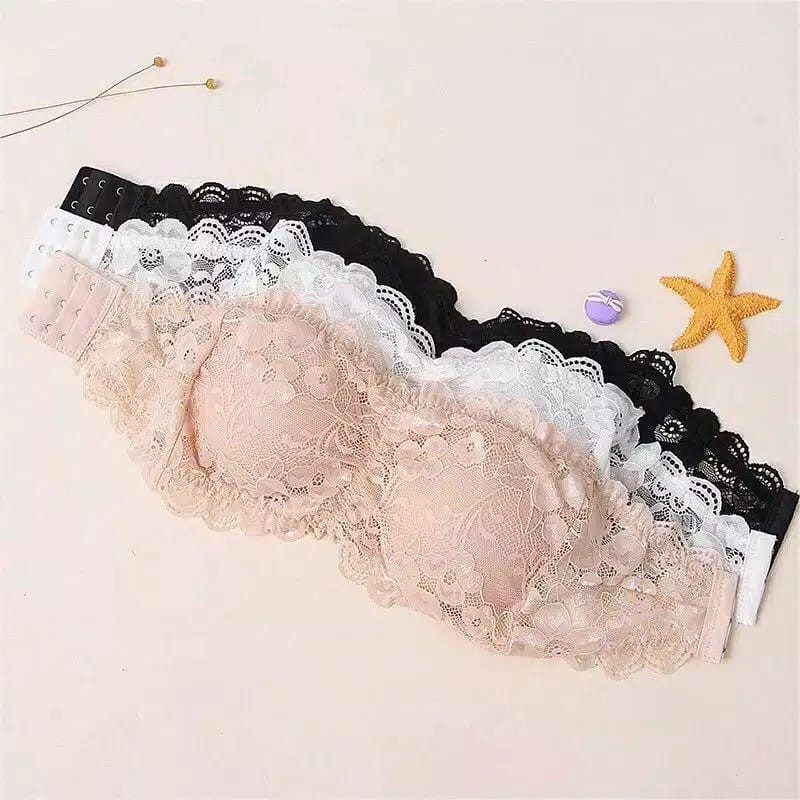 Bra Kemben Tanpa Tali Lace Bra Underwear BH Wanita Import Bahan Halus Lembut