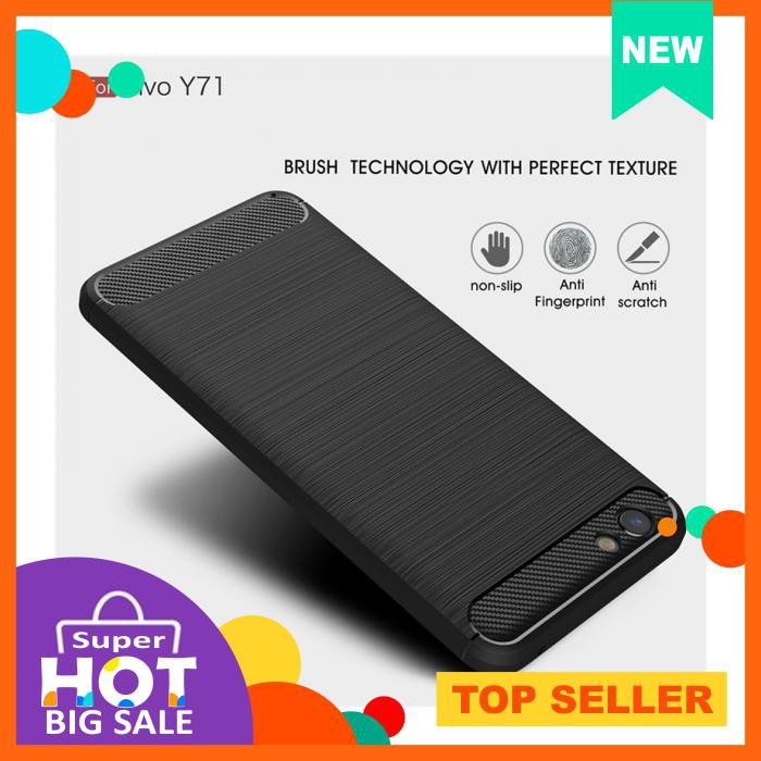 Soft Case - Case Vivo Y71 Softcase Carbon Fiber Shockproof Tpu Hitam - Casing & Covers