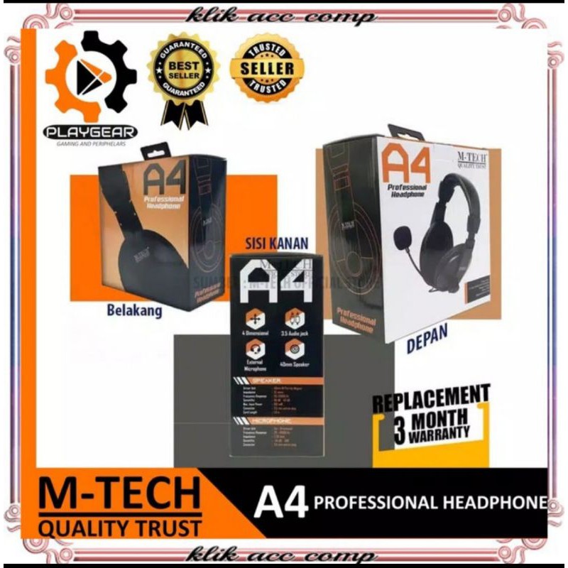 M TECH Headset Gaming M-tech A4 / headset pc / headset laptop plus microphone