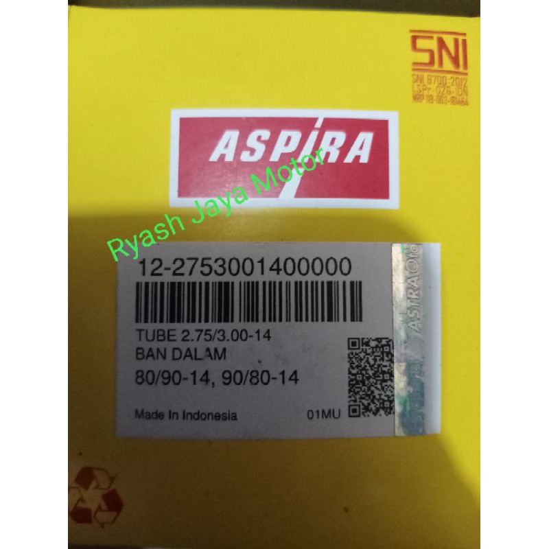 Ban dalem Aspira Astra UK 275/300-14 (80/90-14, 90/90-14) cocok untuk semua jenis motor Matic