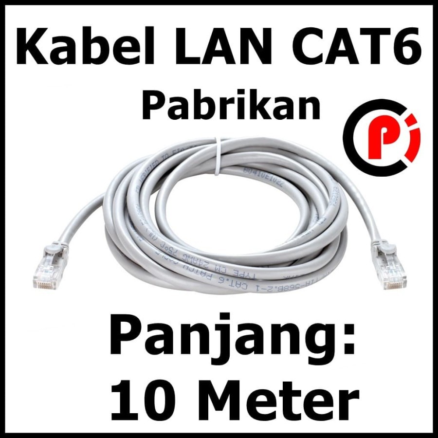 CAT6 Kabel LAN 10 Meter Ethernet Jaringan Sudah Jadi Pabrikan CAT 6