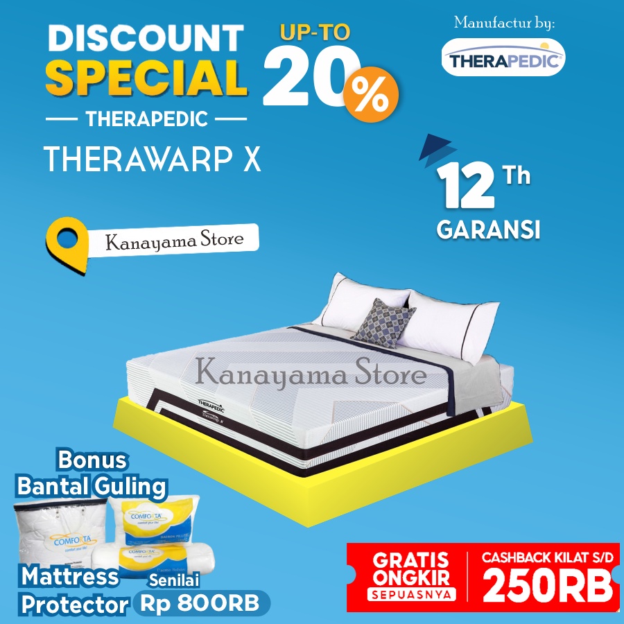 Therapedic Spring Bed Therawrap X Latex KASUR 160 180 200 100 x200 - 100*200